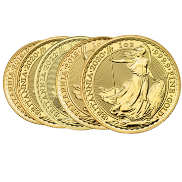 1 Oz Gold Britannia - 5 Coin Bundle 