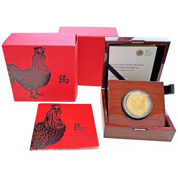 1 Oz Gold Coin Lunar Year of the Rooster Proof