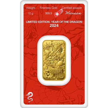 10g Gold Bar Argor-Heraeus Year Of Dragon