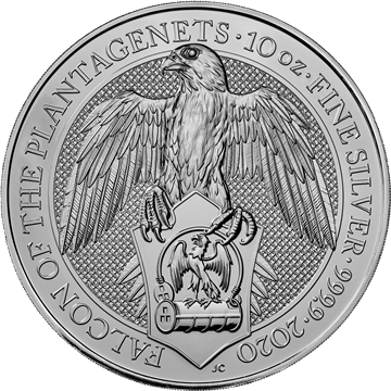 10oz Falcon of the Plantagenets Silver Coin