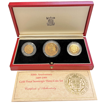 1489 - 1989 Gold Three coin Box Set