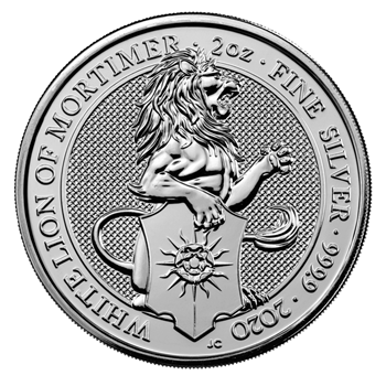 2 Oz Silver White Lion of Mortimer