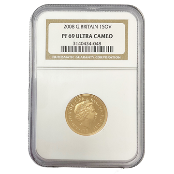 2008 Gold Full Sovereign -  Graded PF69