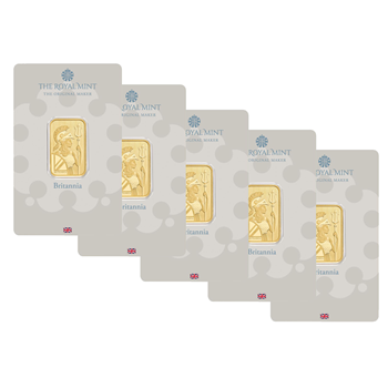 5 x 10g Gold Bar Royal Mint Britannia Bar