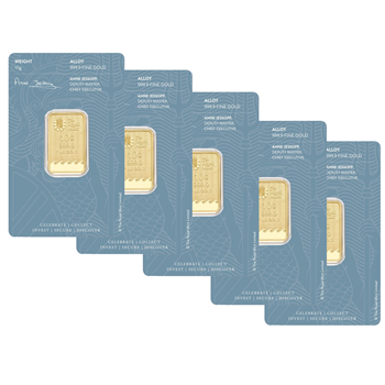 5 x 10g Gold Bar Royal Mint Britannia Bar