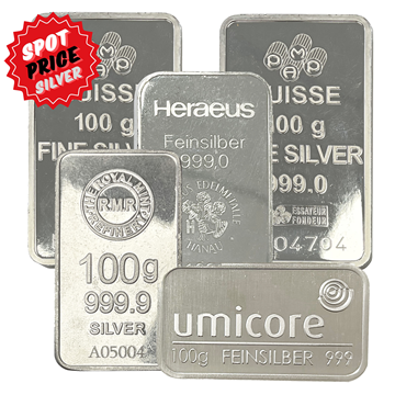 Best Value 100g Silver Bar x 5 