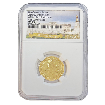 Quarter White Lion of Mortimer 2020 Graded MS70