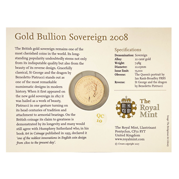 Carded Gold Sovereign 2008