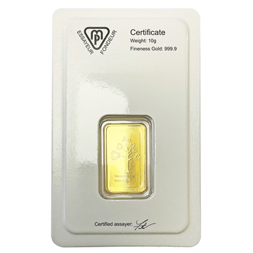 Certified 10g Gold Bar Metalor
