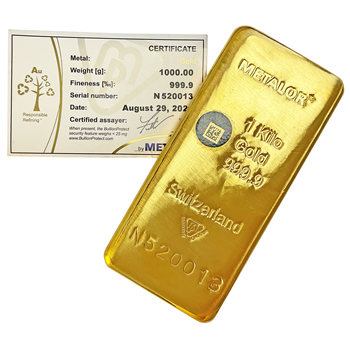 Certified 1 Kg Metalor Gold Bar