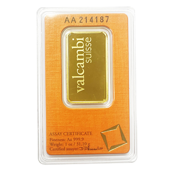 Certified 1 Oz Gold Bar Valcambi Suisse