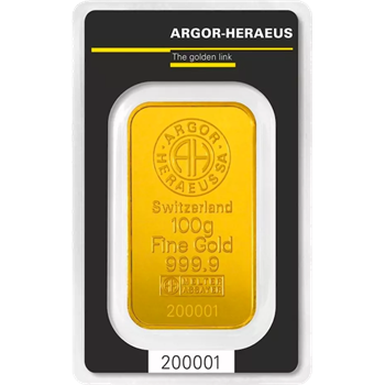 Certified 100g Gold Argor-Heraeus Kinebar