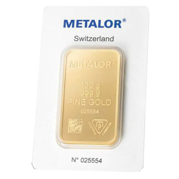 Certified 100g Gold Bar Metalor