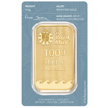 Certified 100g Gold Bar Royal Mint Britannia Bar