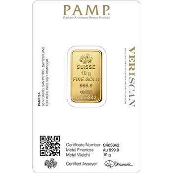 Certified 10g Gold Bar PAMP Suisse