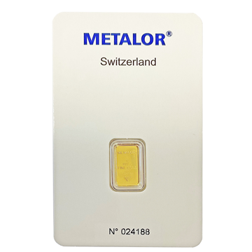 Certified 1g Gold Bar Metalor