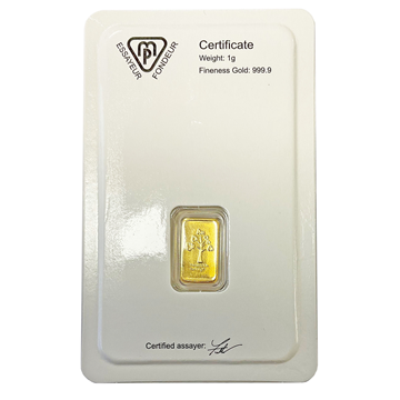 Certified 1g Gold Bar Metalor