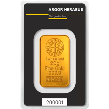 Certified 20g Gold Bar Argor-Heraeus