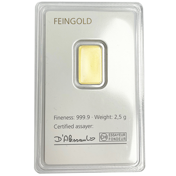 Certified 2.5g Gold Bar Degussa