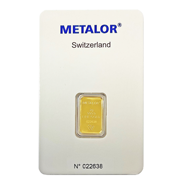 Certified 2g Gold Bar Metalor