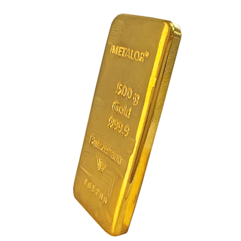 Certified 500g Gold Metalor Bar 