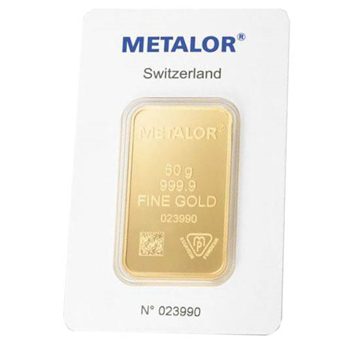 Certified 50g Gold Bar Metalor