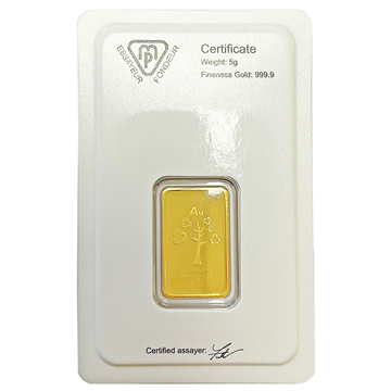 Certified 5g Gold Bar Metalor