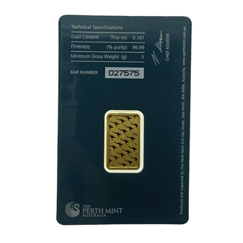 Certified 5g Gold Bar Perth Mint