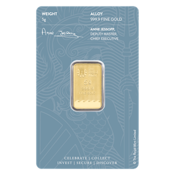 Certified 5g Gold Bar Royal Mint Britannia Bar