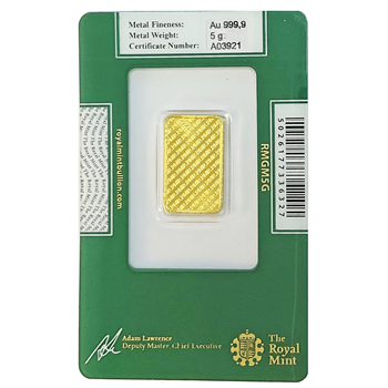 Certified 5g Gold Bar Royal Mint Refinery 