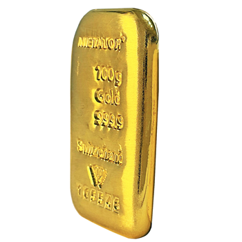 Certified Cast 100g Gold Bar Metalor