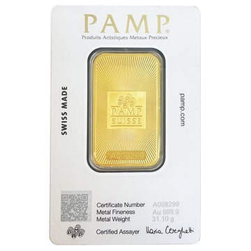 Certified 1 Oz Gold Bar PAMP Suisse