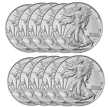 2025 Silver American Eagle 1 Oz - 10 Coin Deal 