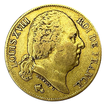 French 20 Francs Louis XVIII Gold Coin 1819