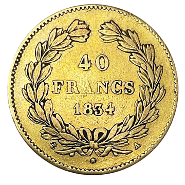 French 40 Francs Gold Coin Wreath Coin 