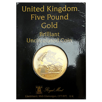 Gold Brilliant Uncirculated £5 Sovereign - 1984