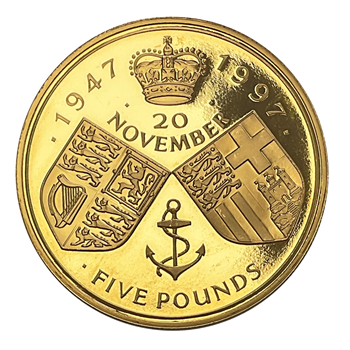 Gold Five Pound - 1947 - 1997 Wedding Anniversary