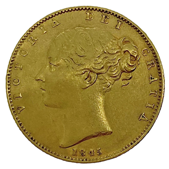 Gold Full Sovereign - Shieldback-1845-L