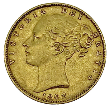 Gold Full Sovereign - Shieldback-1862-L