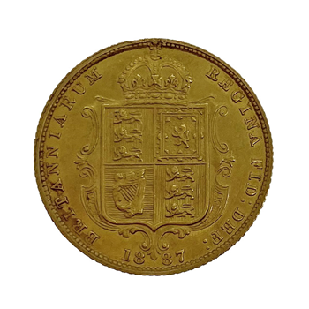 Gold Half Sovereign Shieldback 1887