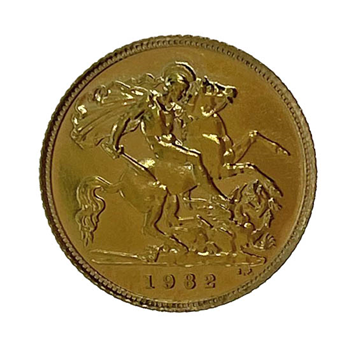 Gold Half Sovereign-Elizabeth II 1982 London