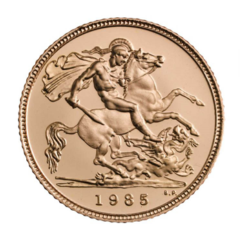 Gold Half Sovereign-Elizabeth II 1985 London