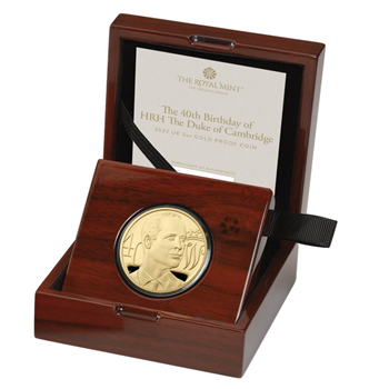 Gold Proof 2oz HRH 40th Birthday coin  