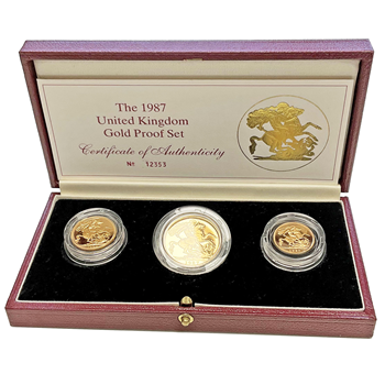 Gold Proof 3 Coin Sovereign set - 1987