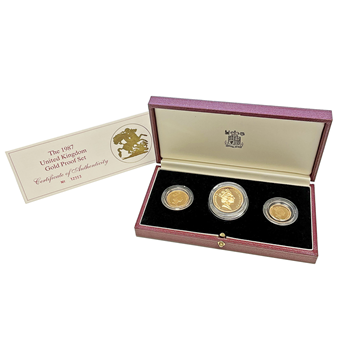 Gold Proof 3 Coin Sovereign set - 1987