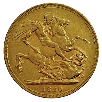 Gold Sovereign - Victoria Young Head 1880 London