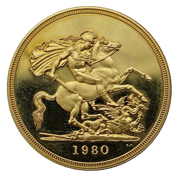 Gold Sovereign 1980 Five Pound Loose Proof