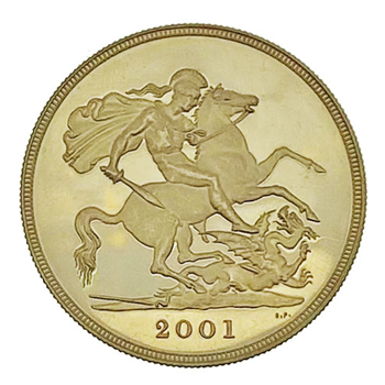 Gold Sovereign 2001 Five Pound Loose Proof