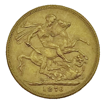 Gold Sovereign -Victoria Young Head 1876 Melbourne