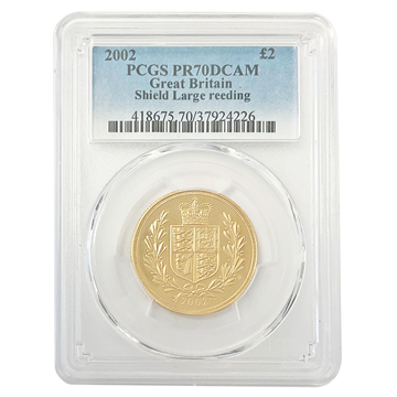 Graded PR70DCAM Gold Sovereign 2002 Two Pound 